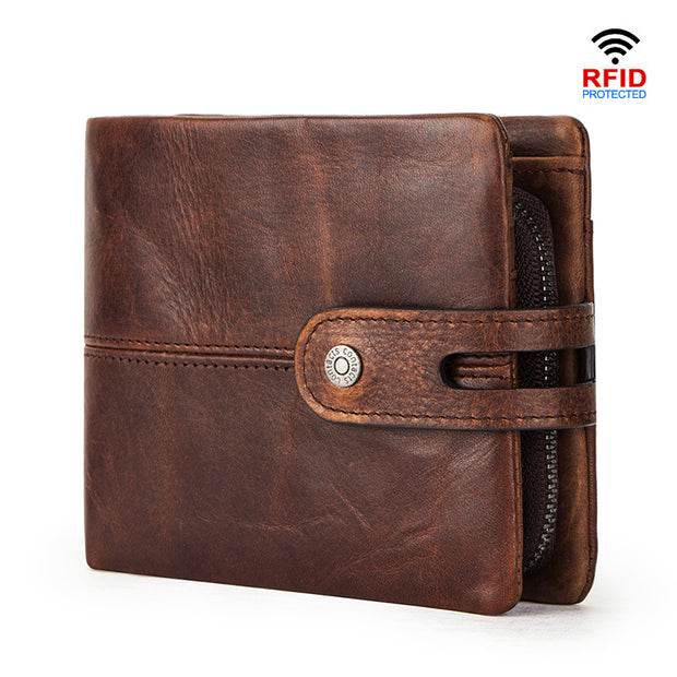 Leather wallet with RFID protection