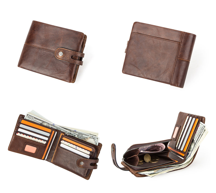 Leather wallet with RFID protection
